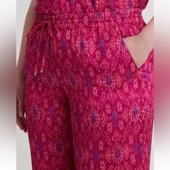 Lauren Ralph Lauren Womens Pink Geometric Satin Shantung Wide-Leg Pant Size 2X - Picture 4 of 13